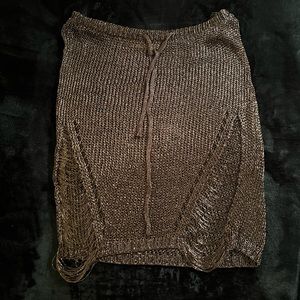 Super sexy semi seethrough metallic grey skirt